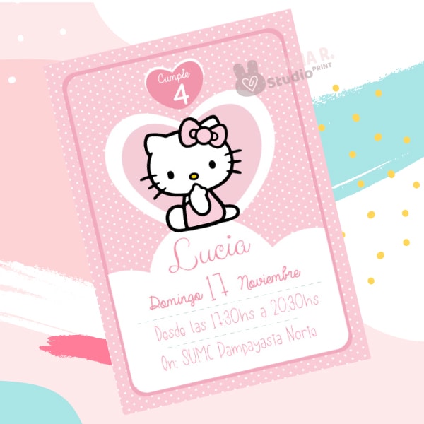 design a digital hello kitty birthday invitation printable by flaviaruber fiverr