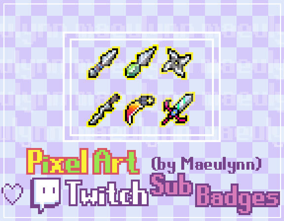 Pixel Sword Twitch Badges - Gaming Visuals