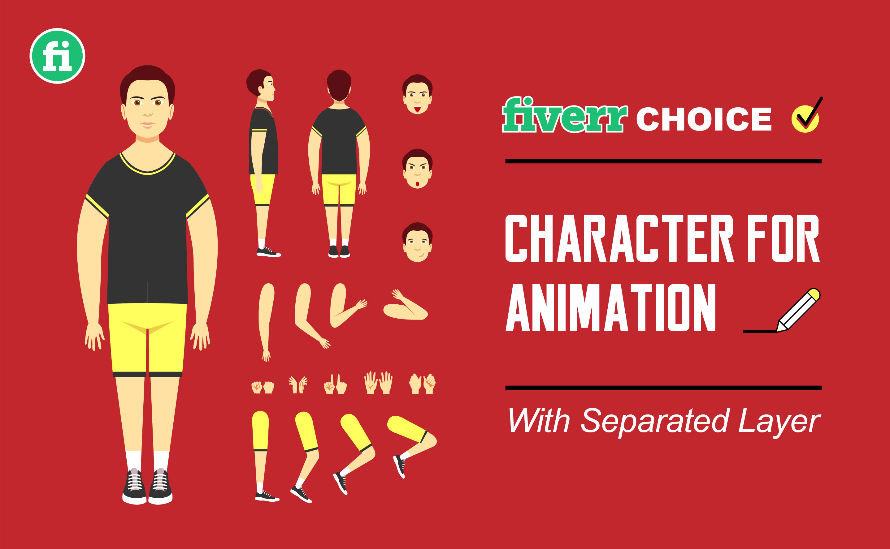 Design 2d character for animation with separated layers by Artvelation |  Fiverr