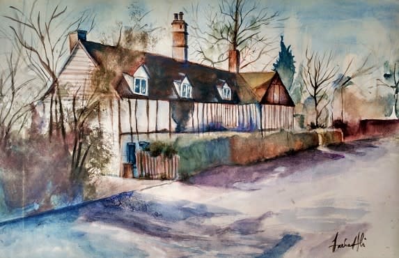 Hand Paint Watercolor House And Urban Building Illustration By