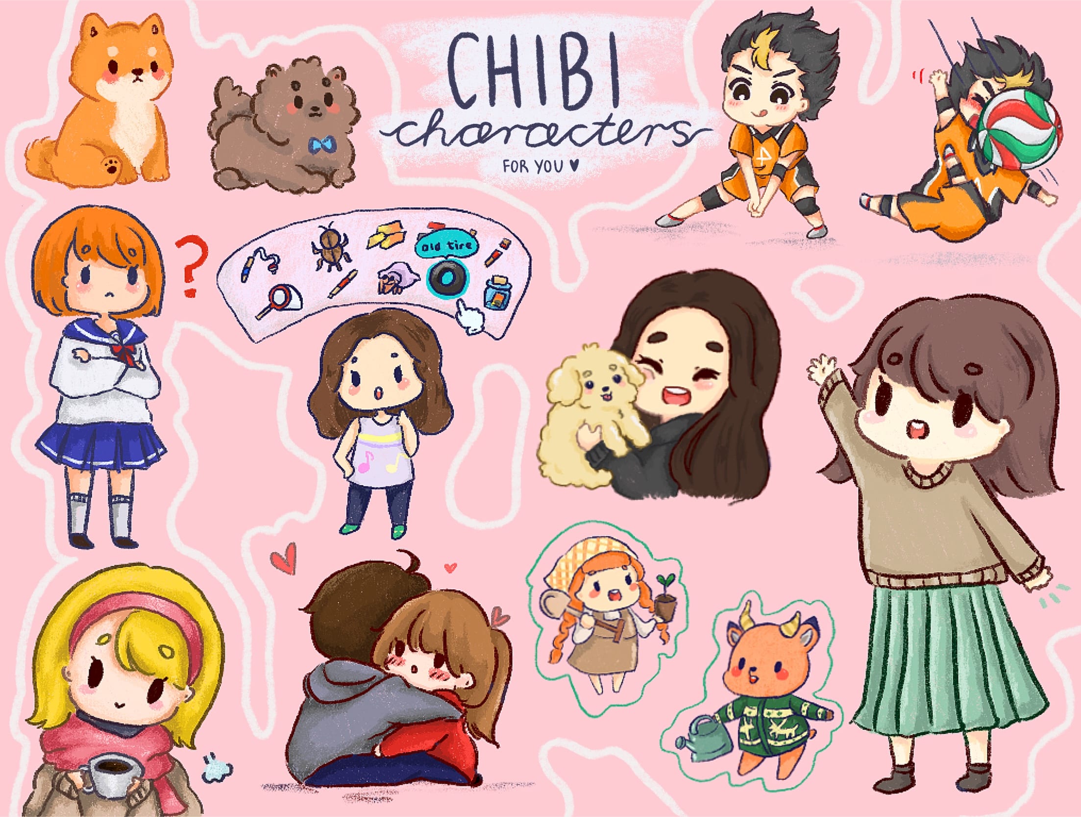 Draw cute chibi anime character art or icon by Akaeii | Fiverr