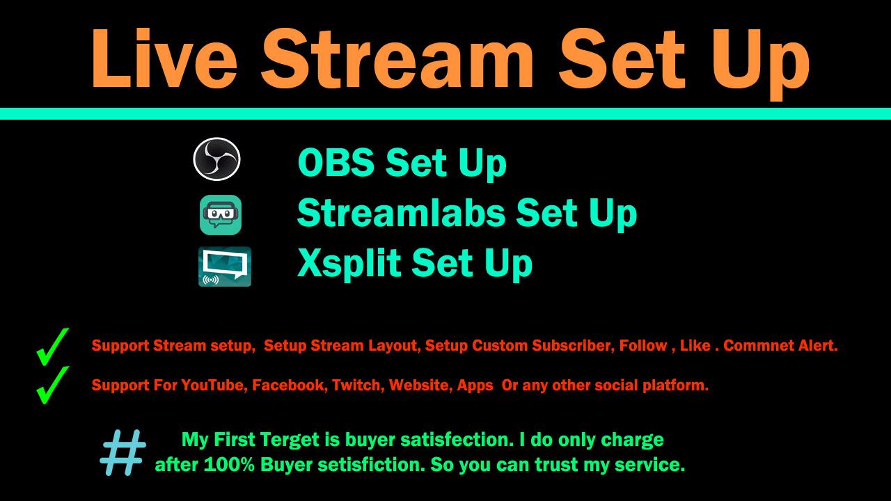 Set Up Your Livestream By Obs Xsplit Stream Labs By Arup199 Fiverr