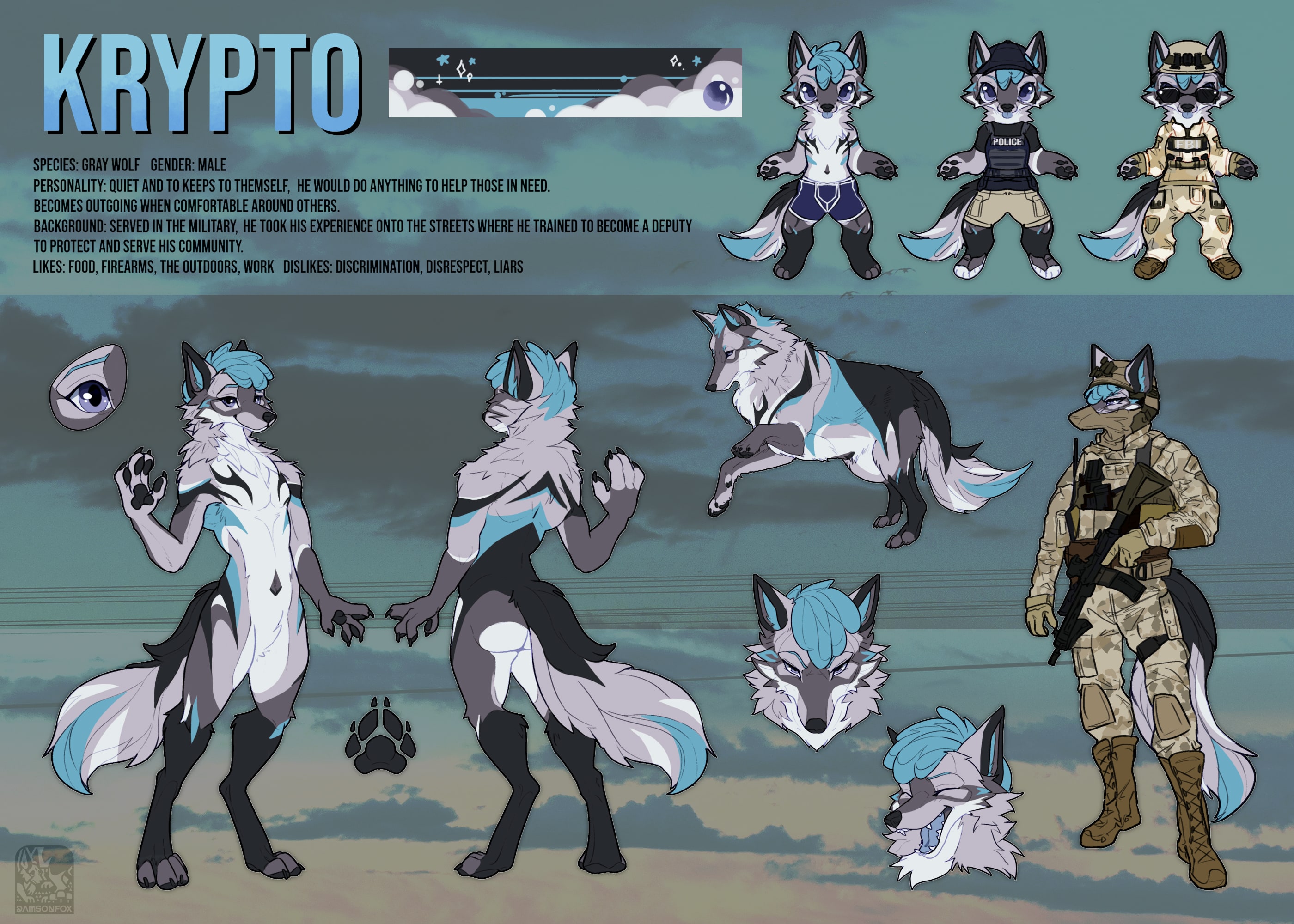 Draw custom protogen oc and furry fursona reference sheet by