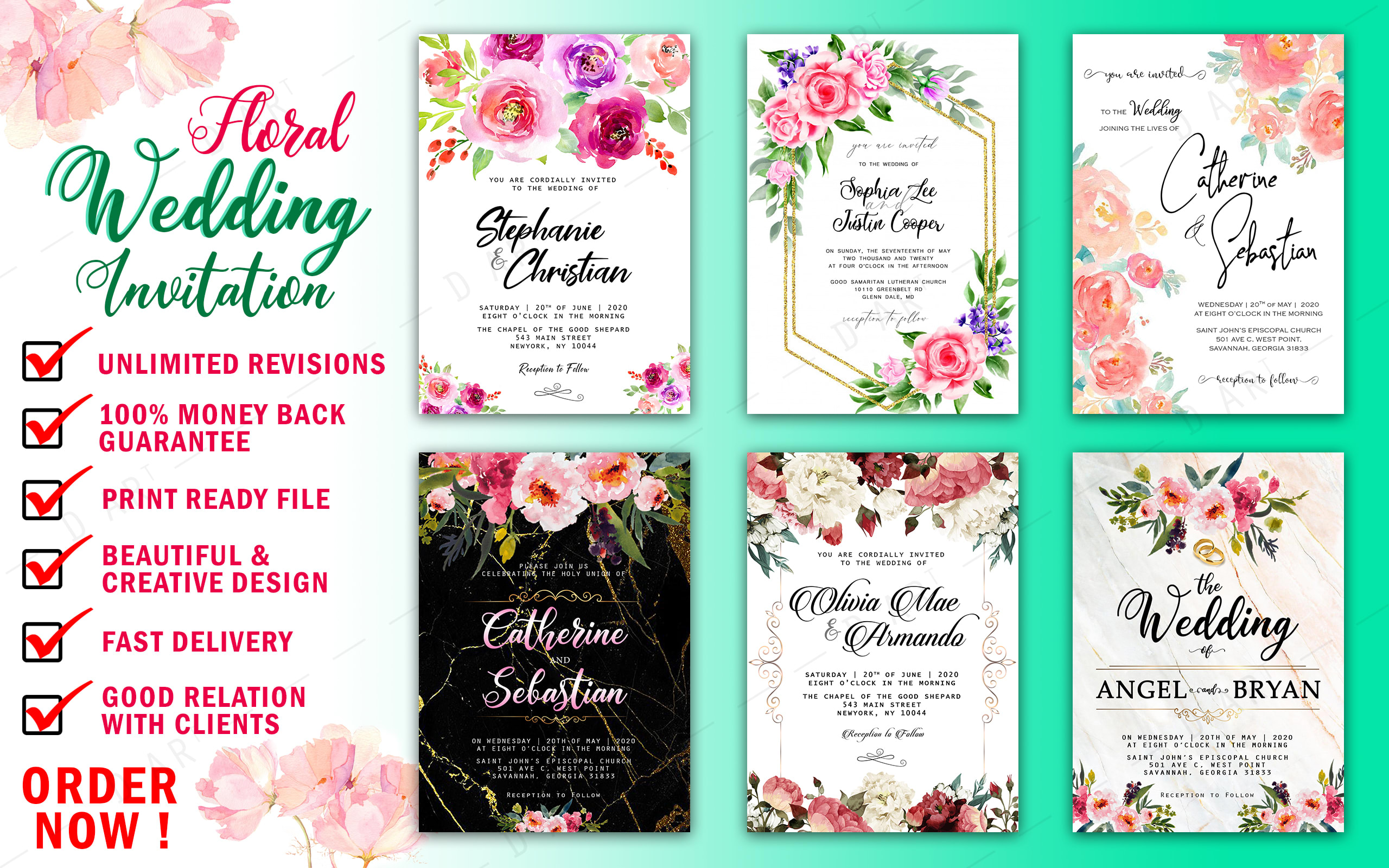 Design Elegant Floral Wedding Invitation By Darlindarling Fiverr