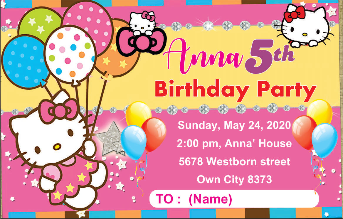 Design cartoon character hello kitty tayo etc invitation for birthday party  by Faridza | Fiverr