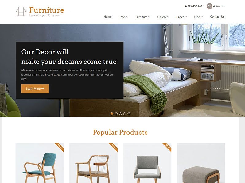 Furniture showroom store website