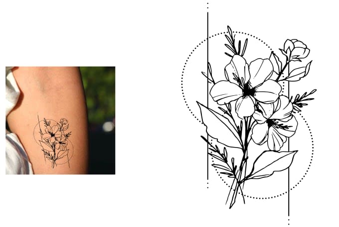 Illustrative style sampaguita flower tattoo located on