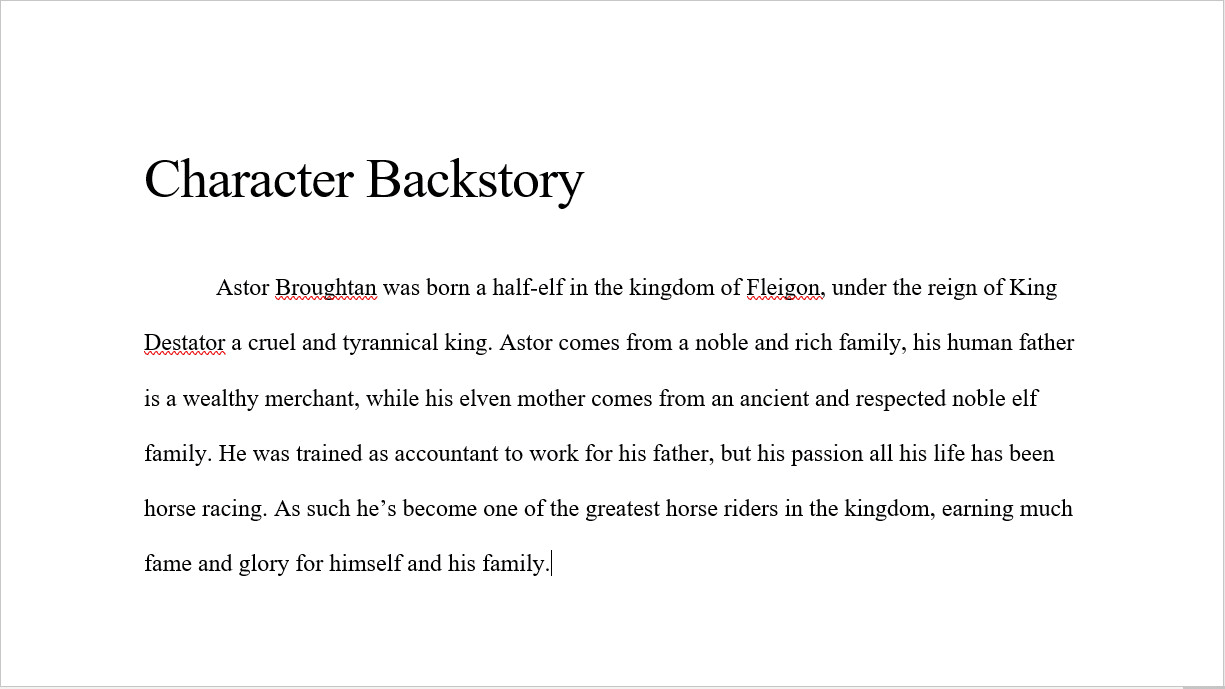 Write a dnd, or any other rp game, character backstory by
