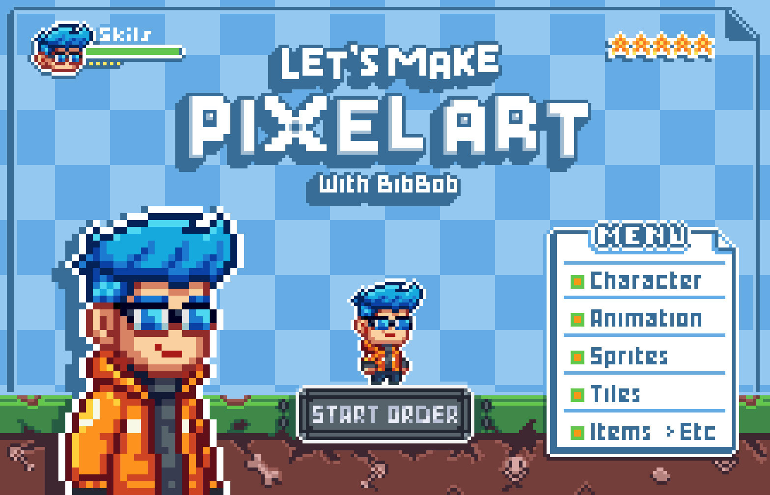 Make pixel art and bit character for your game project by Bibbob