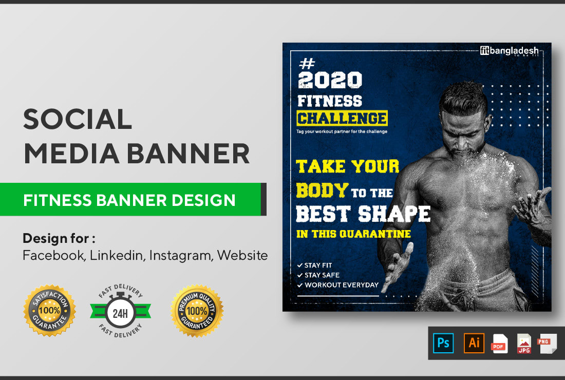 Design Fitness Social Media Banner For You By Mitamim