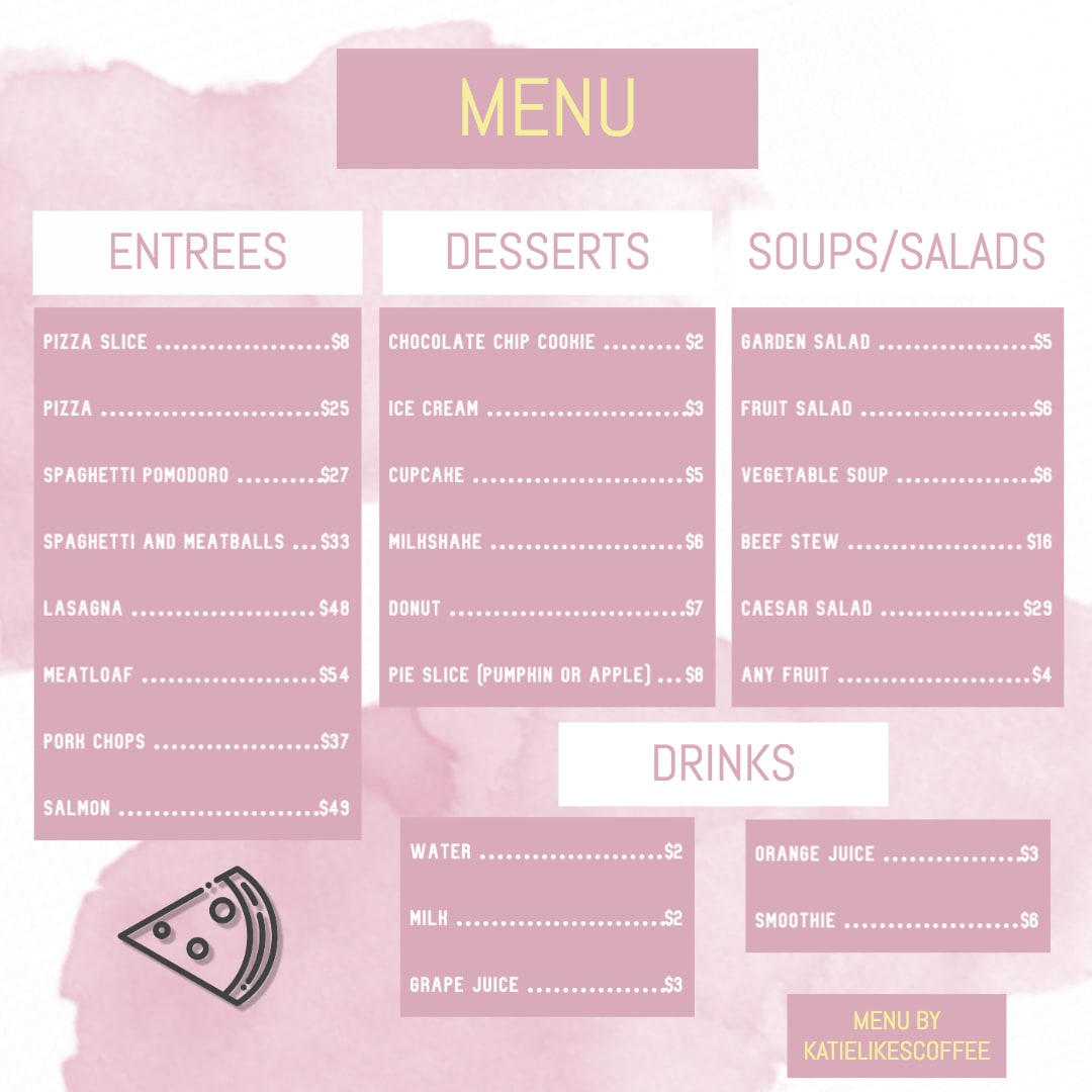 Bloxburg Menu : Bloxburg Cafe Menu Decal Cafe Menu Cafe ...