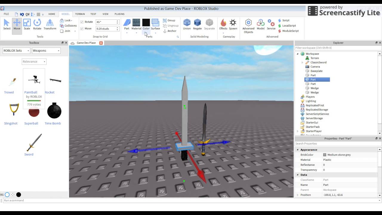 Make A Custom Sword For You In Roblox Studio By Spacemonkey Boi Fiverr - get classname of lighting roblox