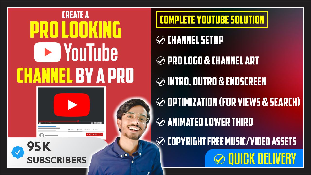 Setup youtube channel with logo, intro, outro and art by Adnan_khan_t |  Fiverr