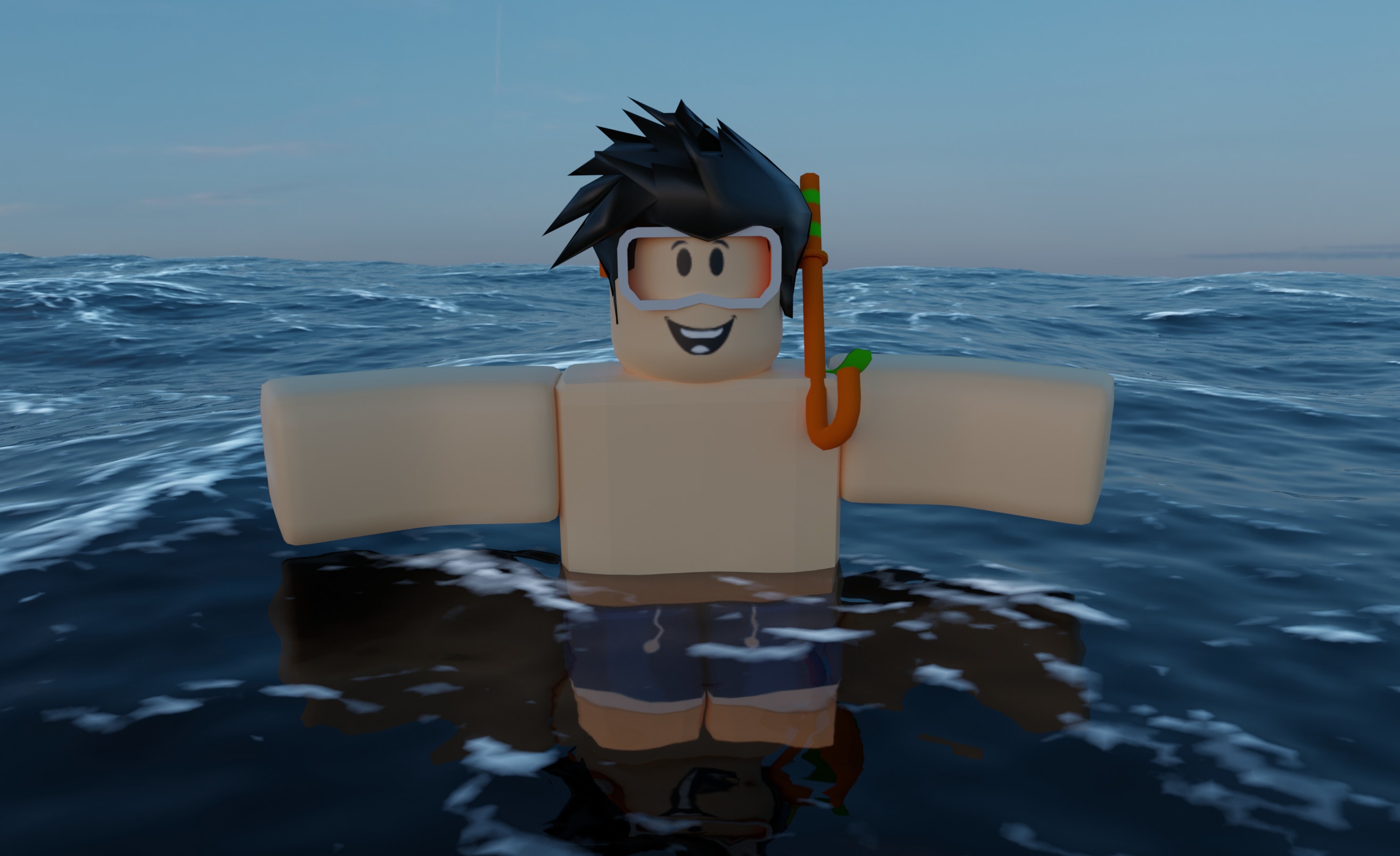 AI Art Generator: Roblox gfx avatar in a pool on a floaty