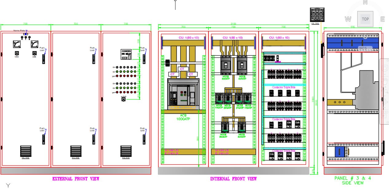 Draw electrical shop drawings for all type of lv switchgear by