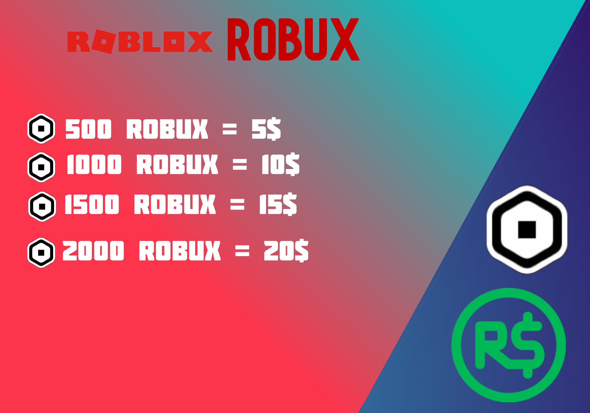 Sell Robux For Who Needs Robux Come Buy This By Dragontecz Fiverr - robux a euros