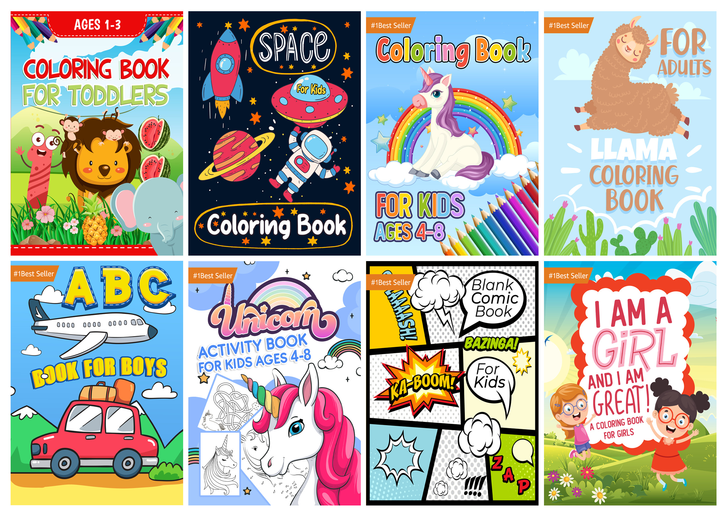 Design coloring or a children activity book cover for kdp by
