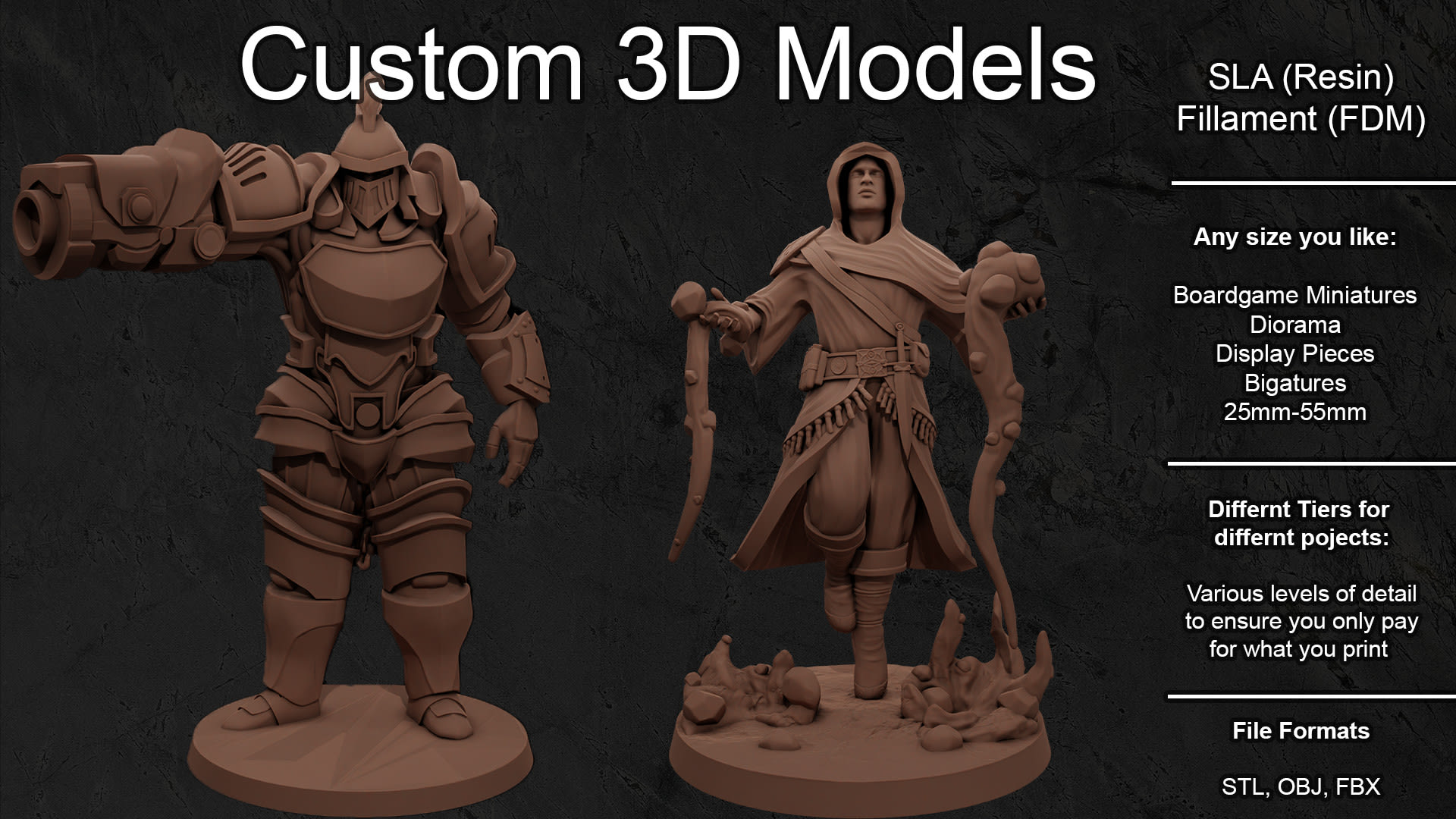 Scultura, miniature 3d e modelli personalizzati per la stampa 3d