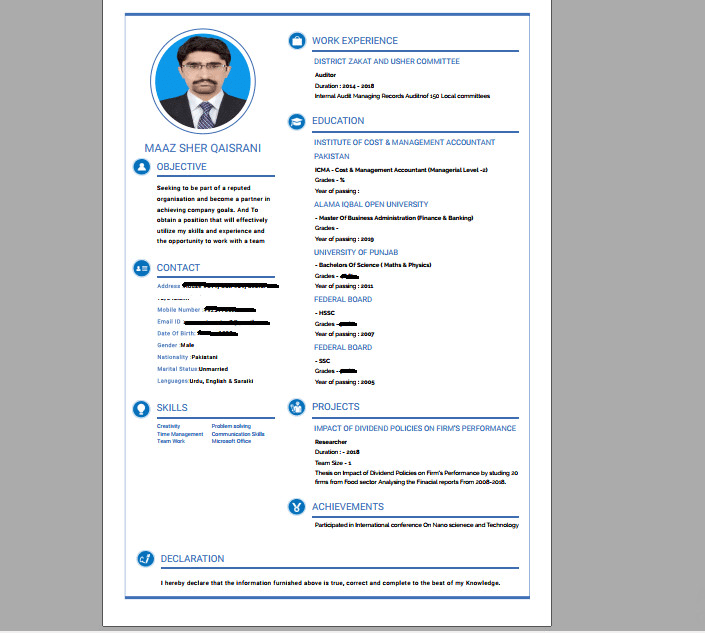 Design A Decent Cv Or Resume And Cover Letter By Maazqaisranii Fiverr