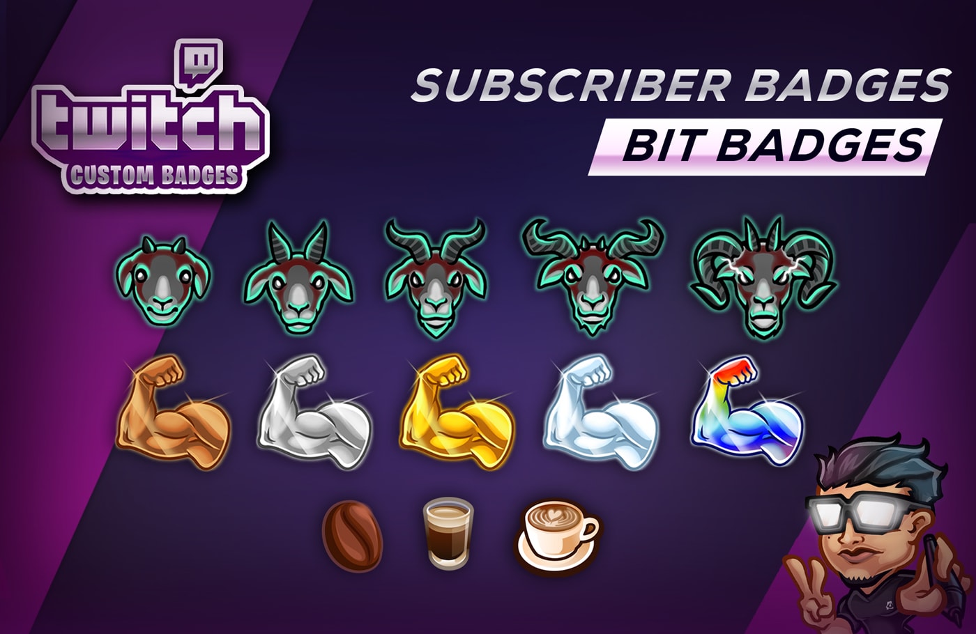 Create Custom Subscriber Badges And Bit Badges For Twitch By Wilisme Fiverr