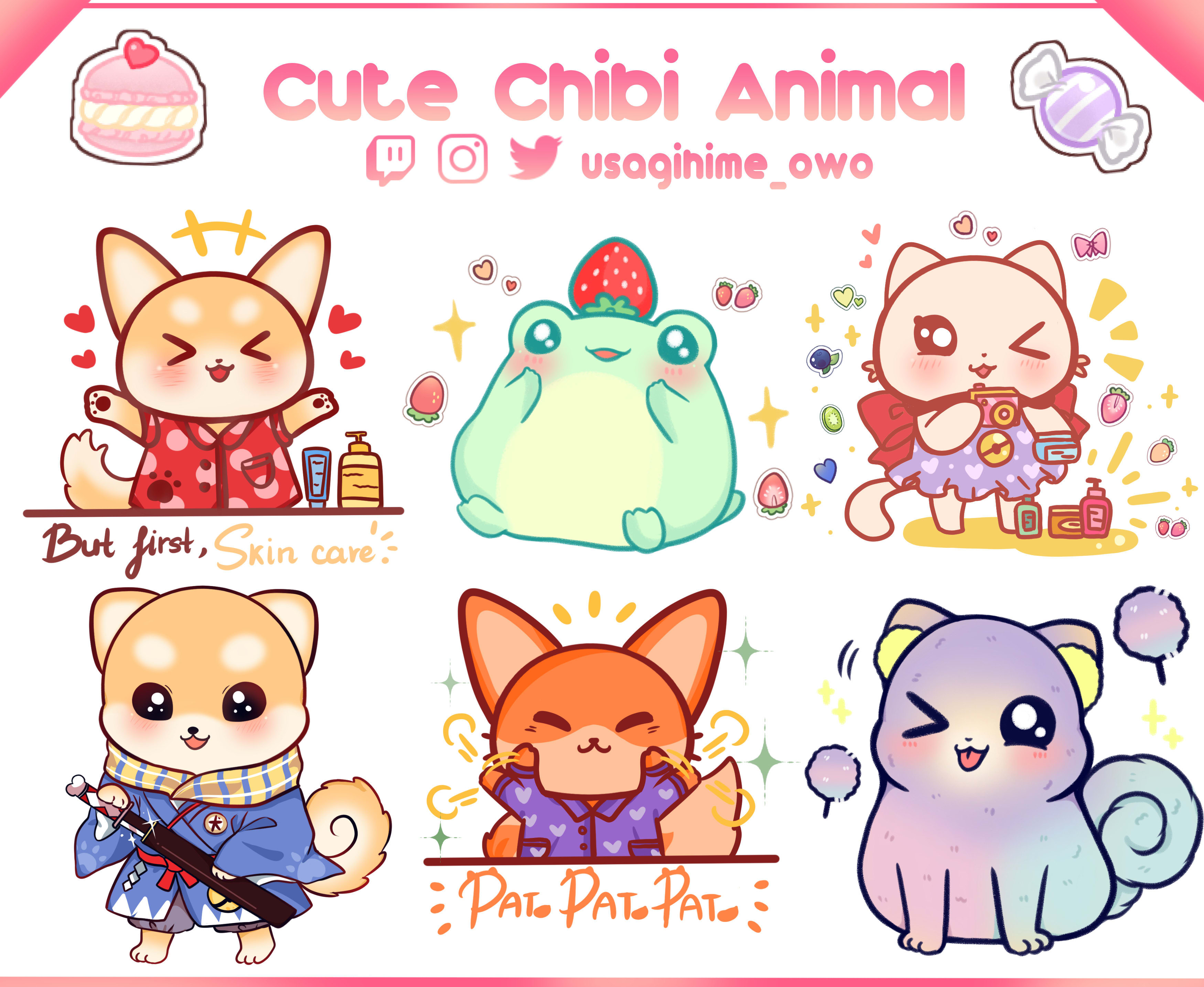 Draw cute kawaii chibi animal for you by Usagihimeowo | Fiverr