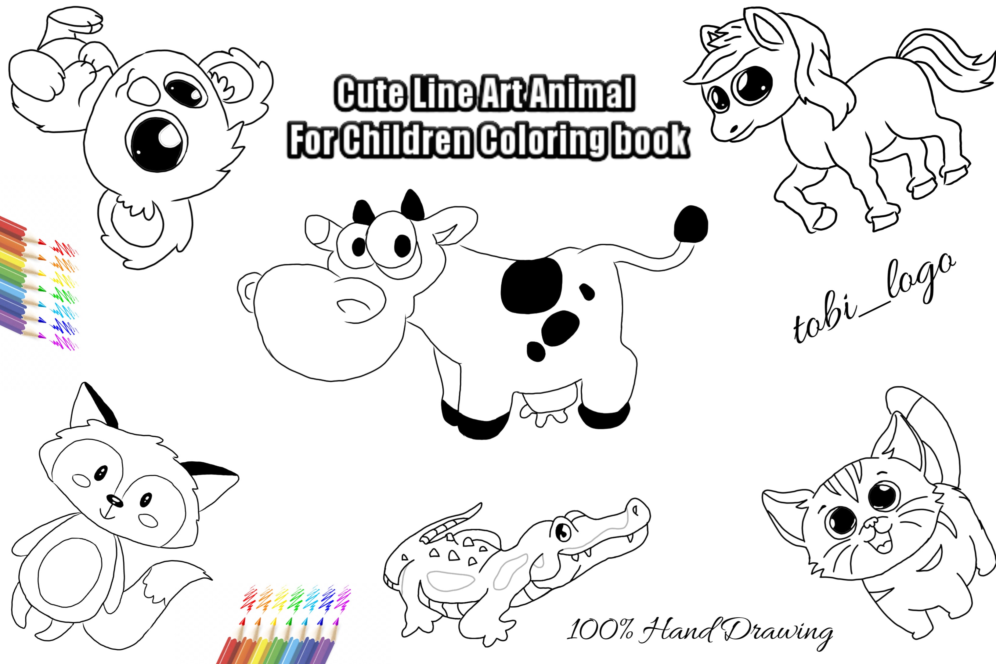 Download Draw Coloring Book Cute Animal Illustration For Children By Tobi Logo Fiverr