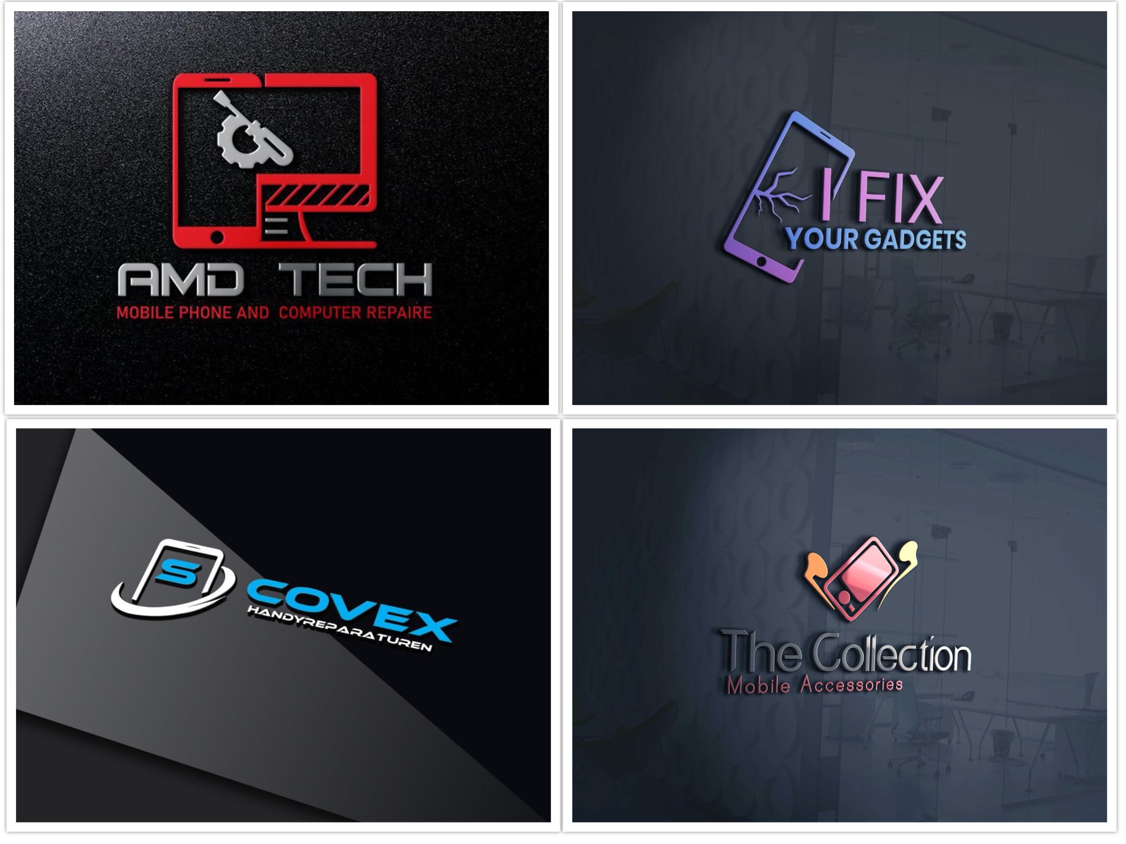 Creative Phone Laptop Repairing Accessories Store Logo 