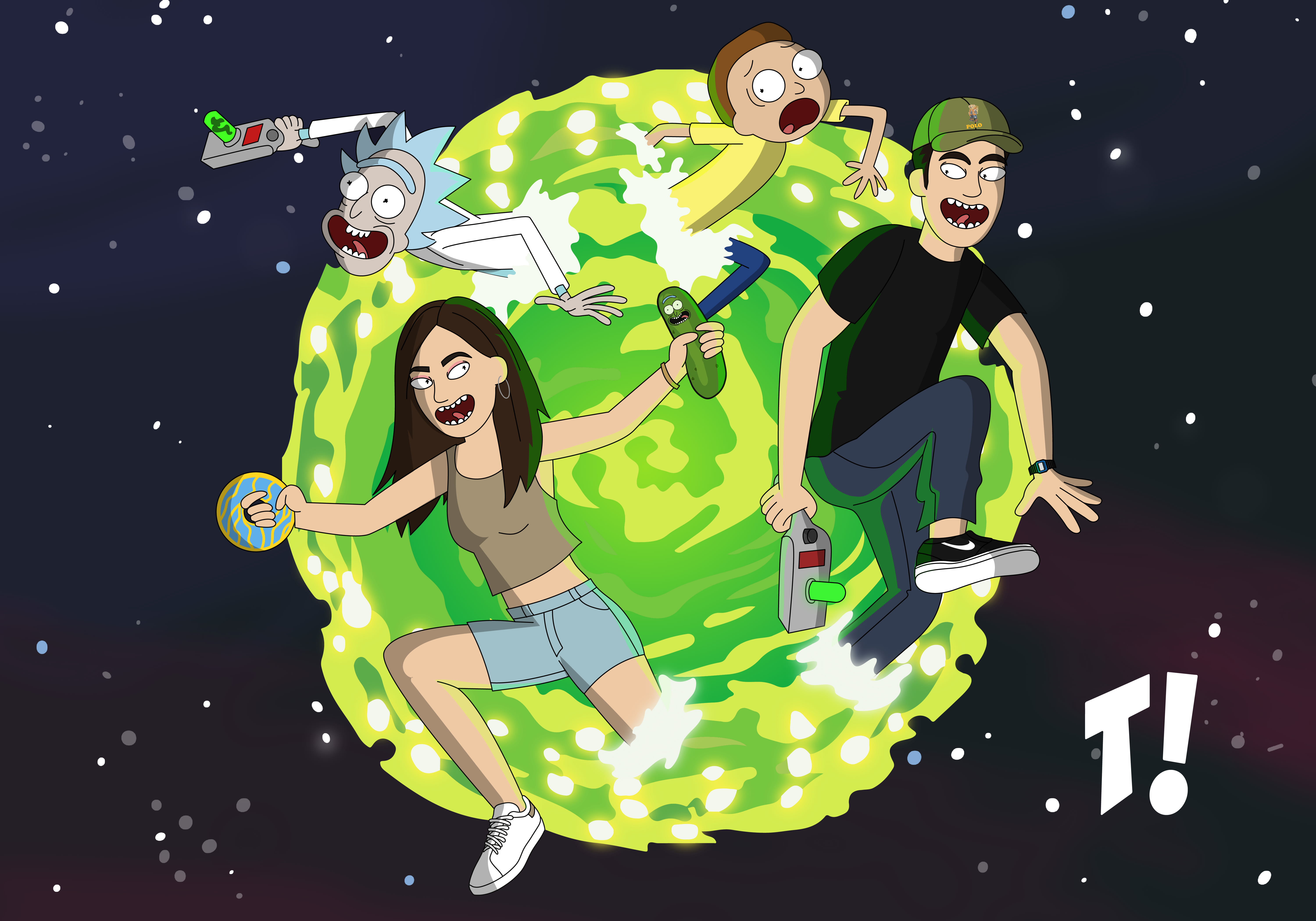 disegnati come un personaggio di rick and morty