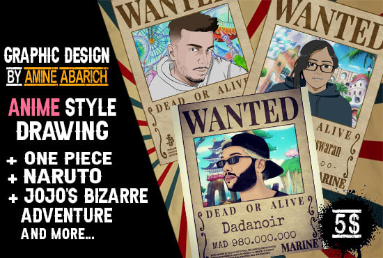 Drawing Your Photo Into One Piece Anime Wanted Poster By Amineabarich Fiverr