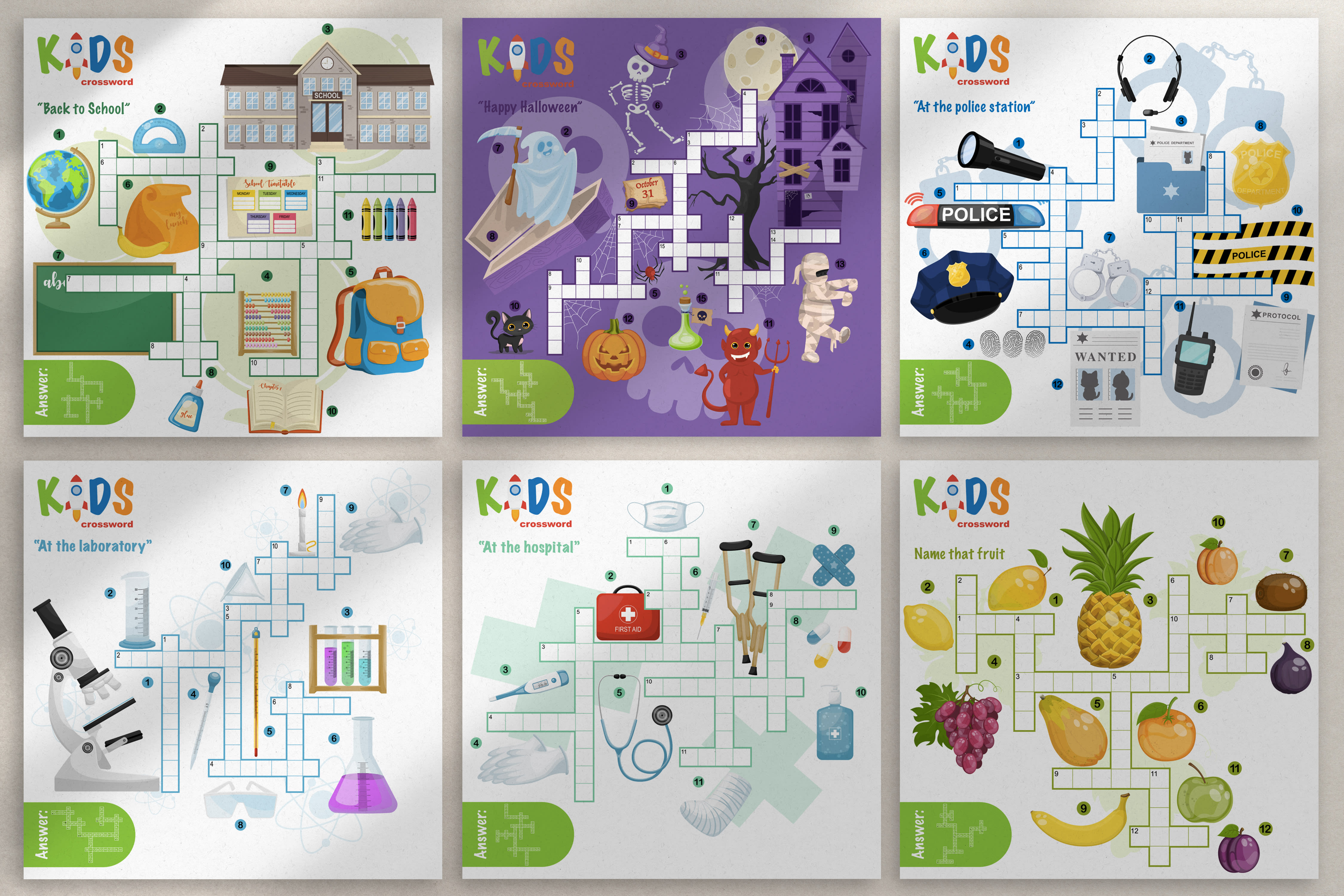 Create cute illustrated crossword puzzles for kids by Yekaterinalim | Fiverr