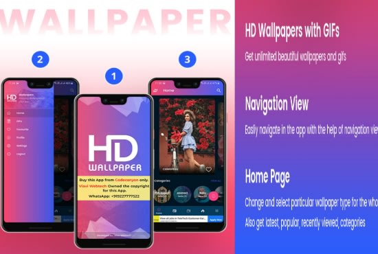 Create android wallpapers app hd, full hd, 4k, wallpapers source code by  Hridoyrh | Fiverr