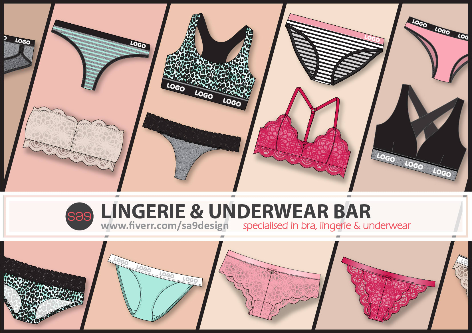 Create professional lingerie designs using a template style