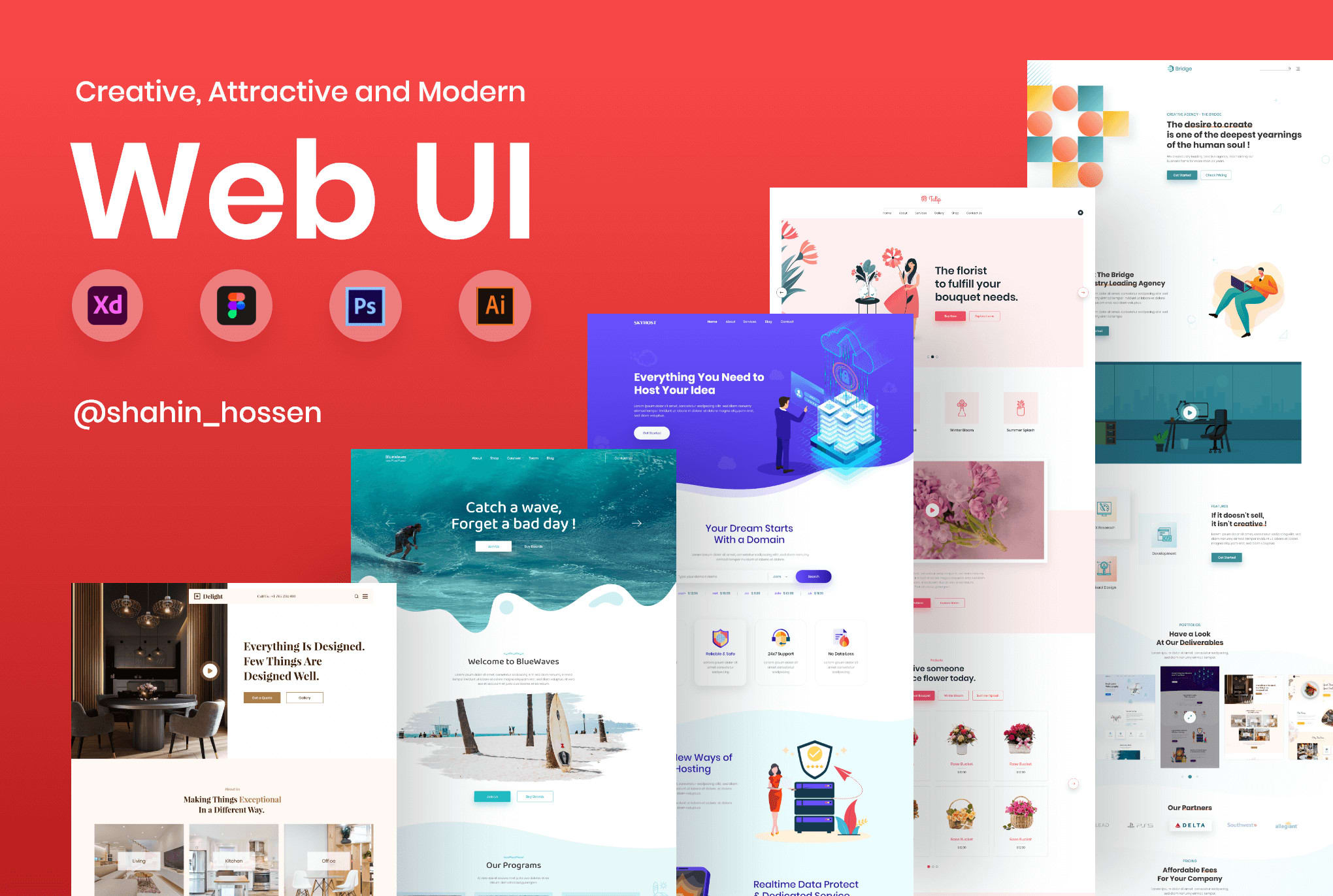 Design web ui , website template and landing page using adobe xd by  Shahin_hossen | Fiverr