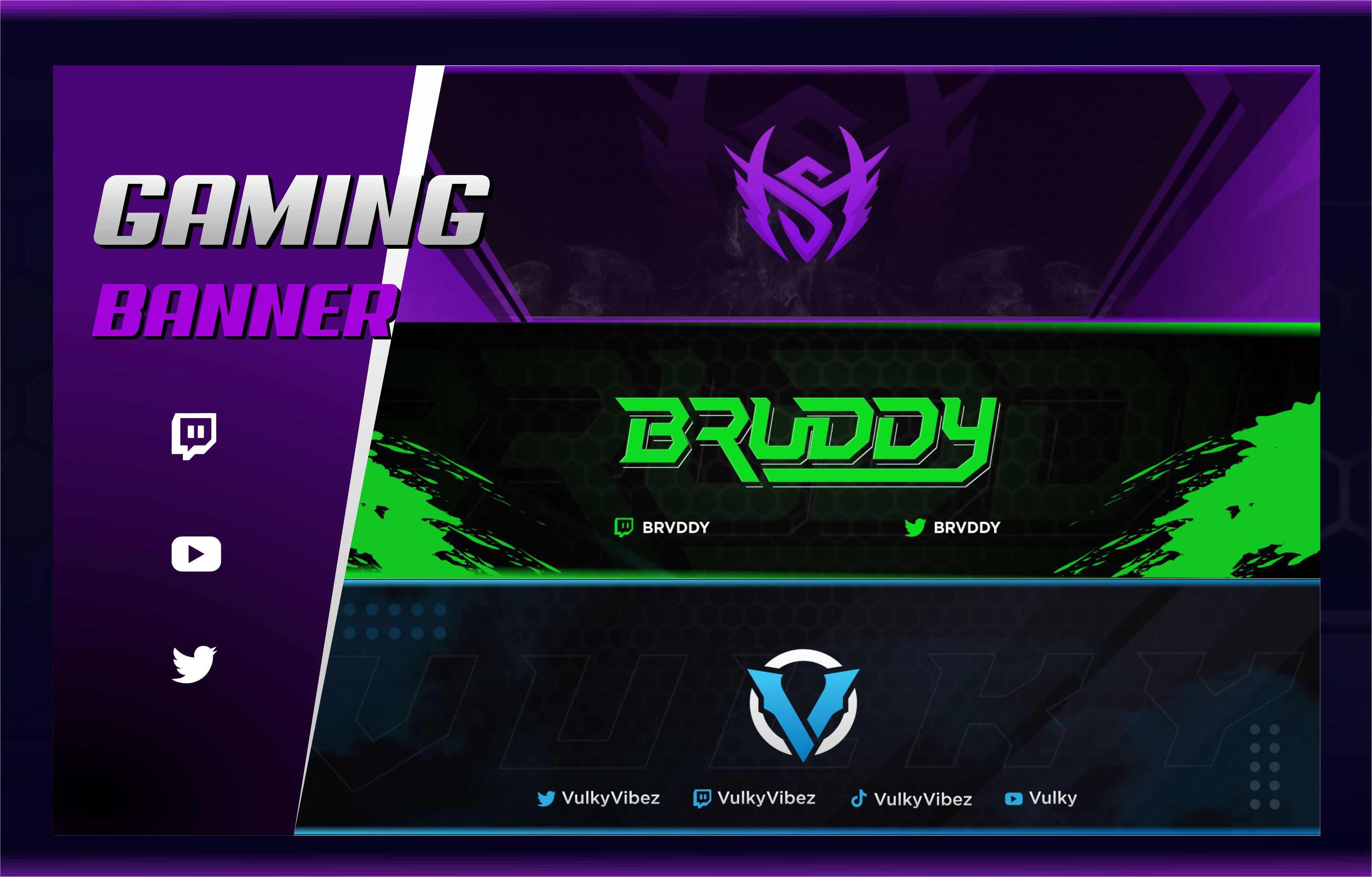 Design twitch banner and logo,  banner, gaming banner by Amzg_art