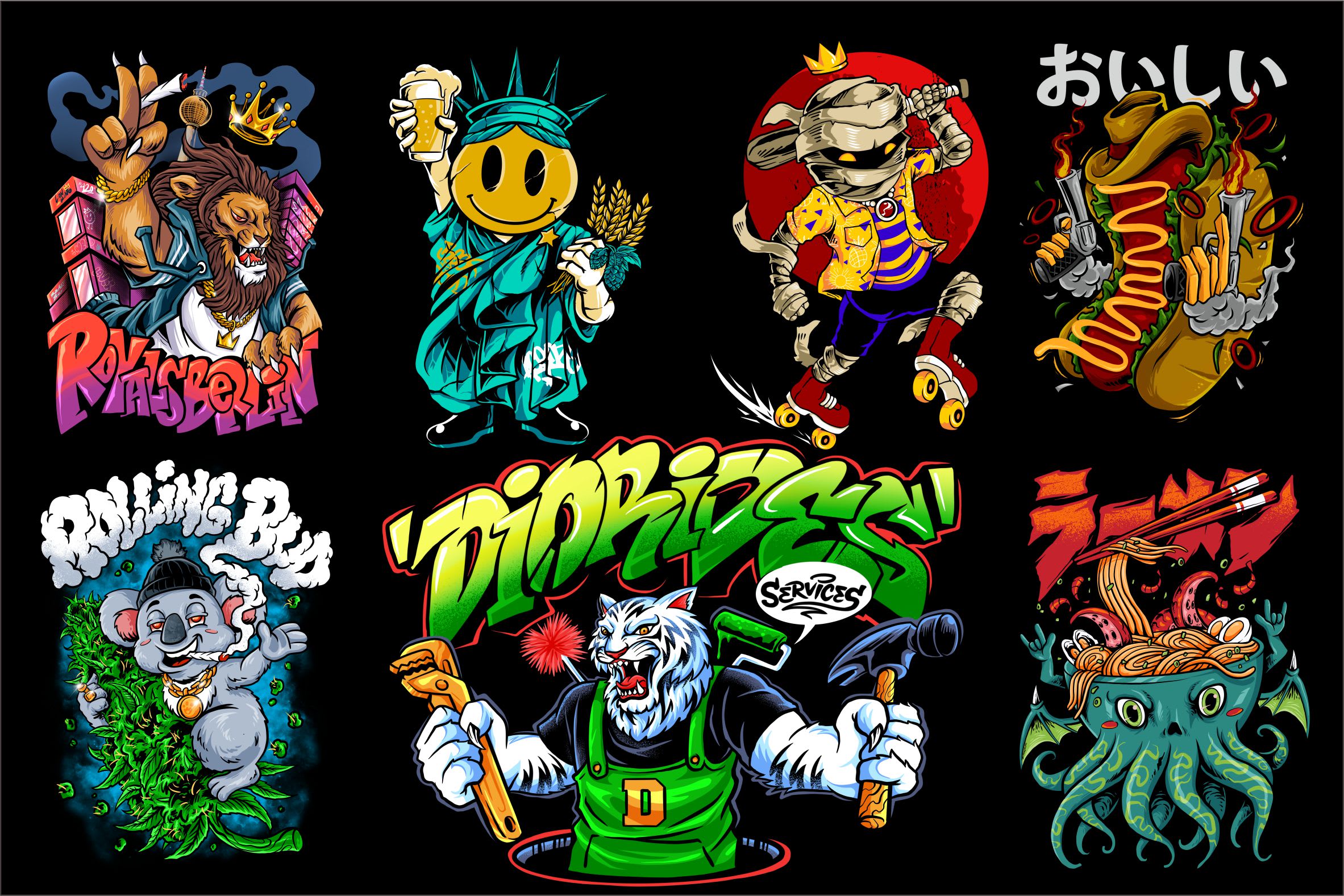 Making custom mascot logo and graffiti text with dope style by