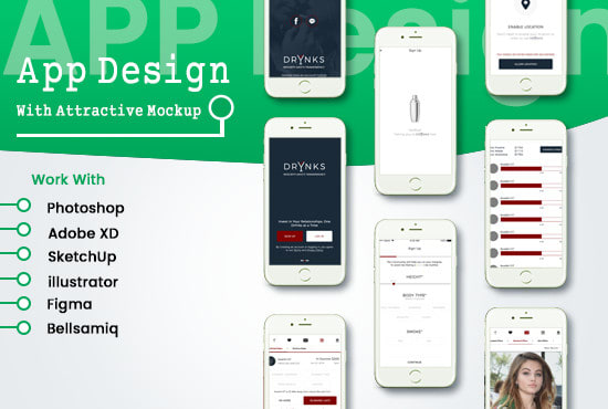 Download Design App Ui Mockup And Wireframe Or Prototype In Xd Or Photoshop By Amirmahmoodeng Fiverr