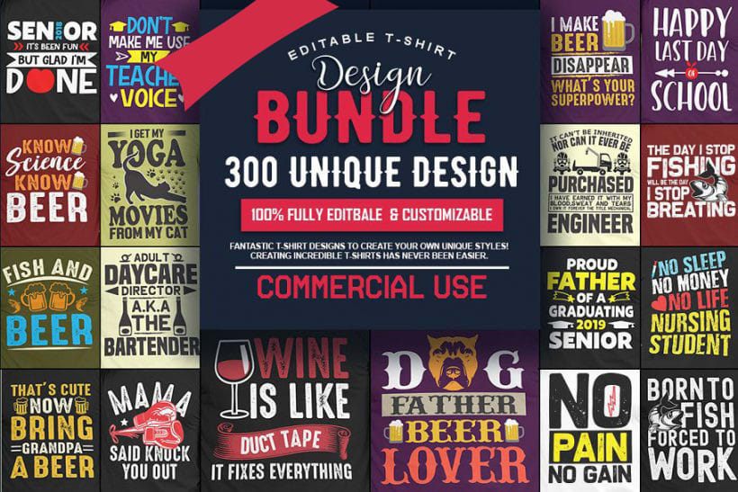 editable t shirt design bundle