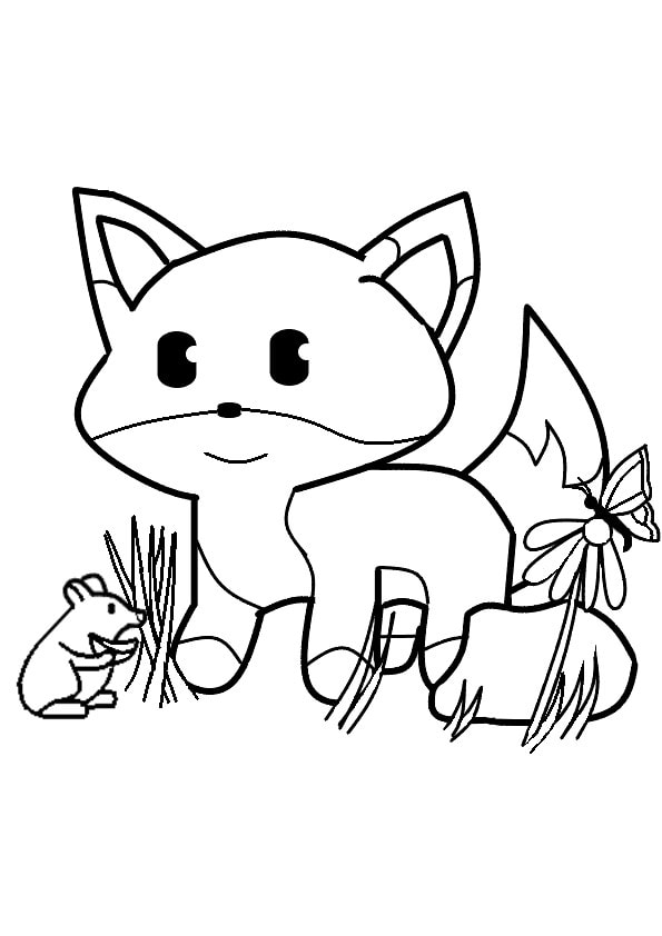 Create cute digital colouring pages of cartoon animals by ...