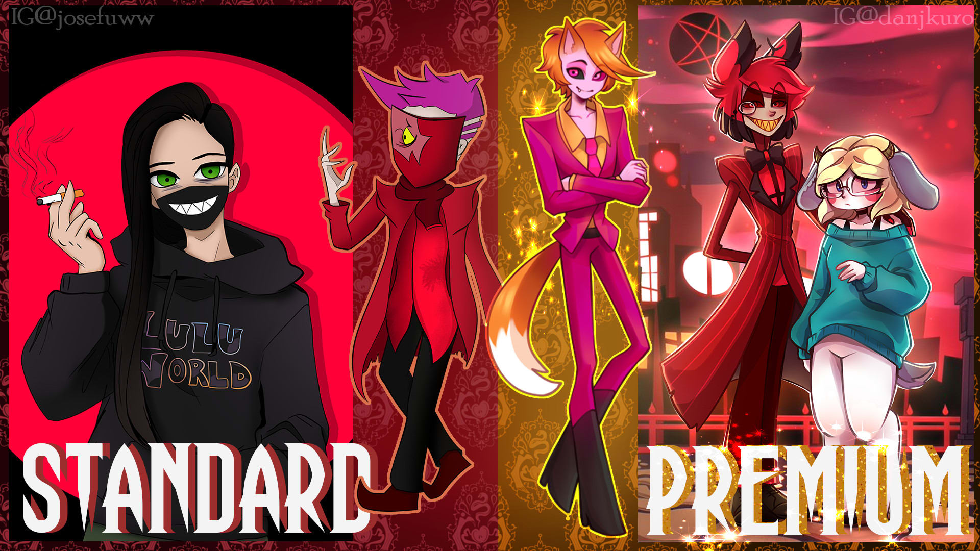 Draw characters in the hazbin hotel or helluva boss style by Giosephdd