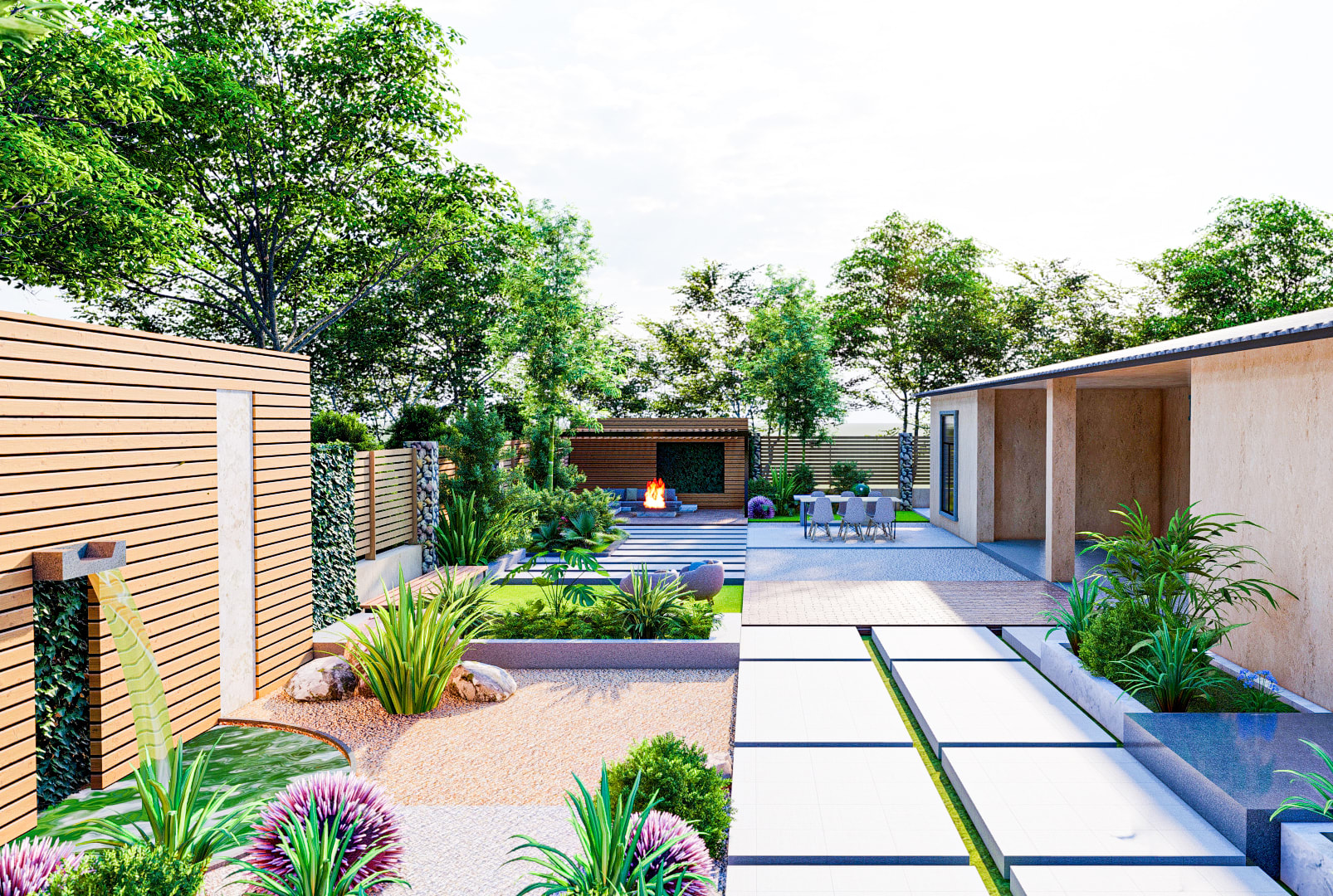 Design patio, garden, backyard, courtyard, pool, landscape by Erenakhan |  Fiverr