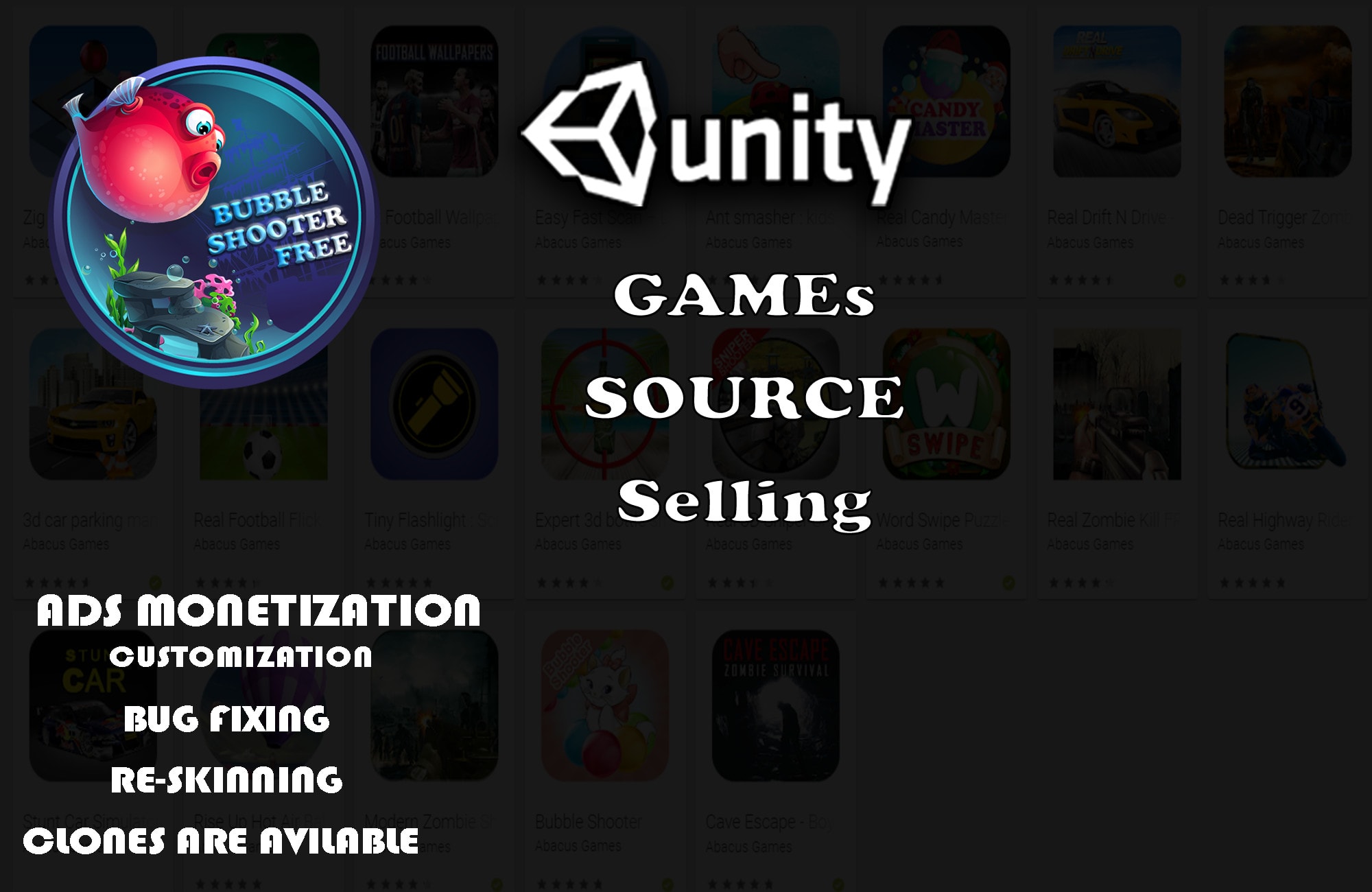 sell unity3d android games and apps sources