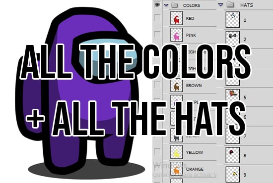 Give You All The Among Us Characters And Their Hats By Victorjime Fiverr