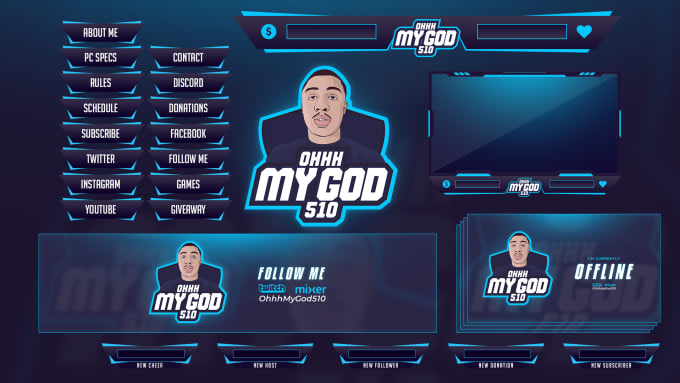 Design Twitch Overlay Obs Overlay Youtube Discord Overlay For Live Streaming By Terrypearl Fiverr