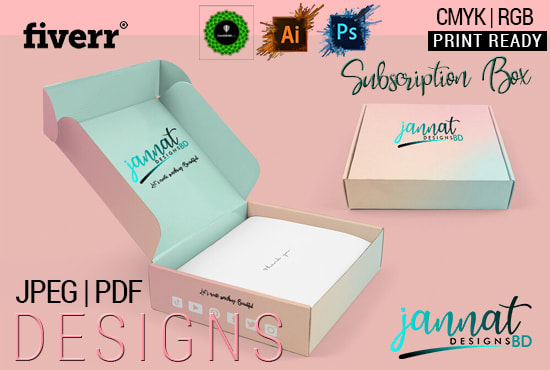 Do product box packaging design, subscription box, mailer by  Jannatdesignsbd