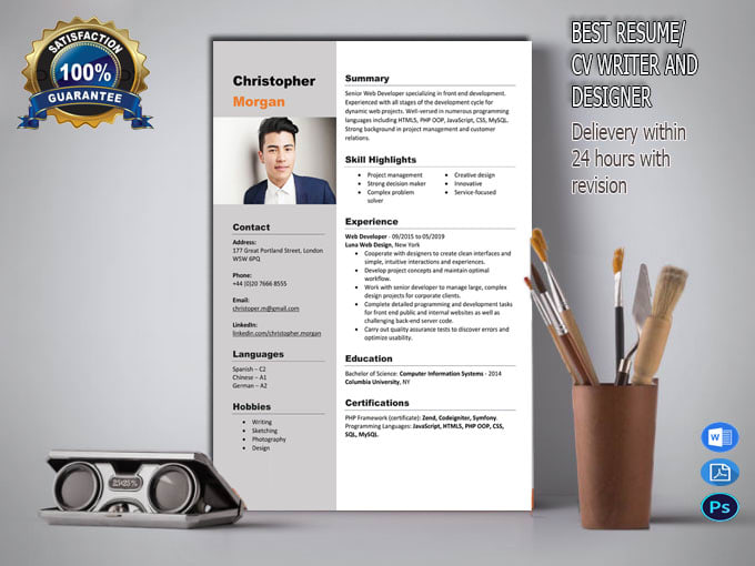 Make Creative Custom Resume Or Cv Design In Unique Style By Designerzoya123 Fiverr