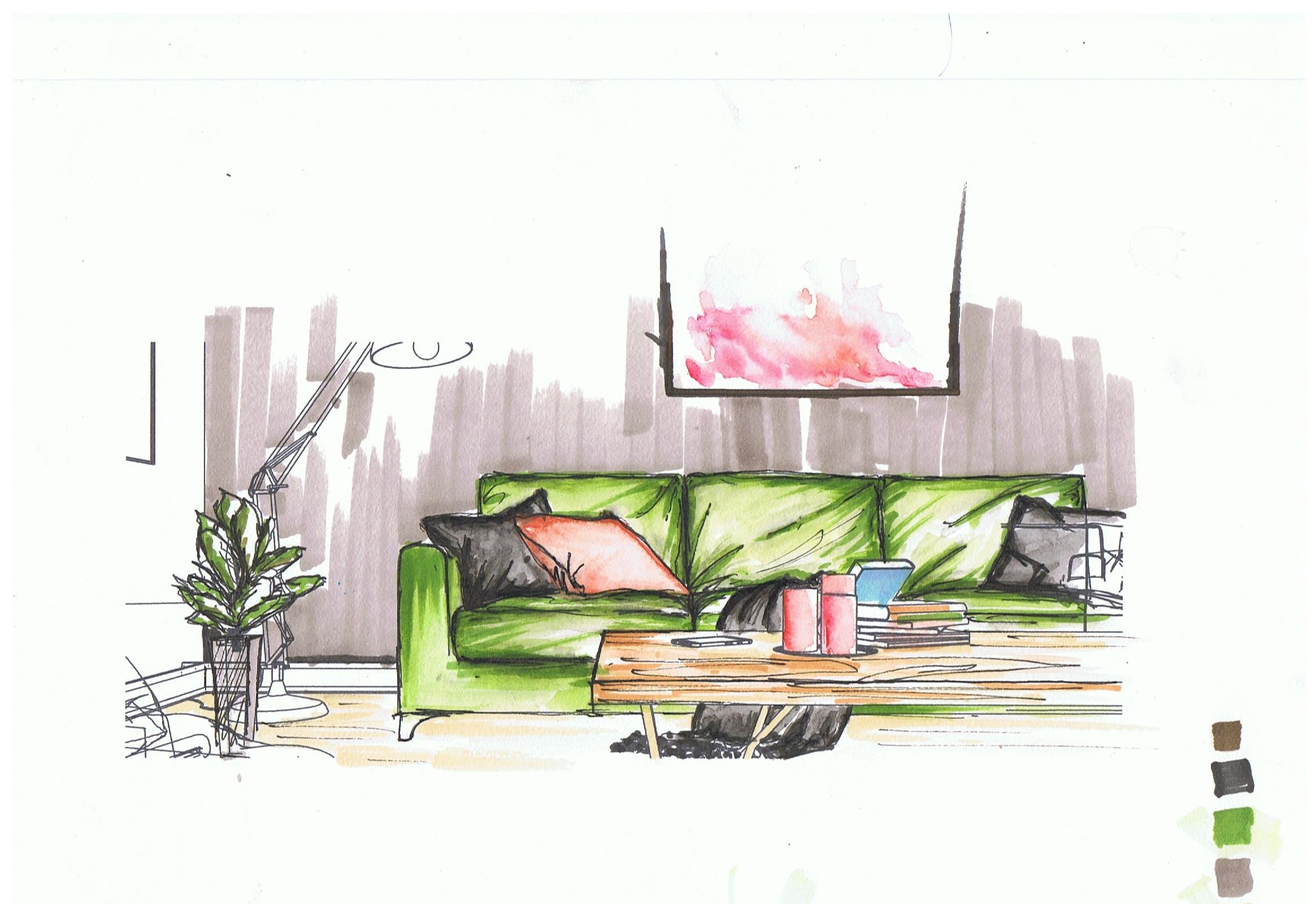 watercolor sketch of home interior | Decorative Illustrations ~ Creative  Market