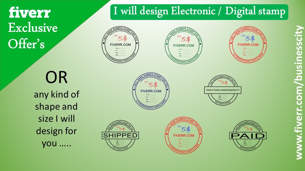 Design electronic and digital stamp or seal with signatures by