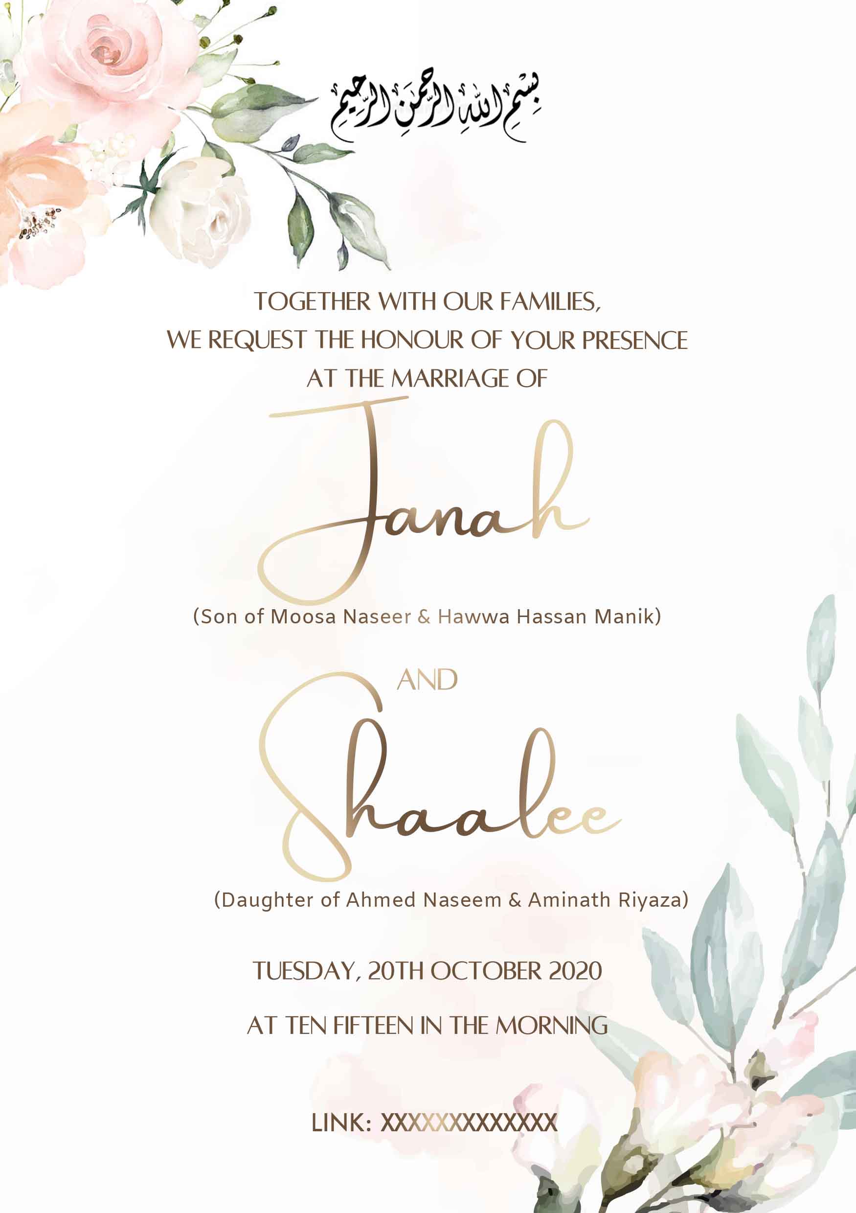 Virtual Wedding Invitation Floral Virtual Invitation Invite Virtual ...