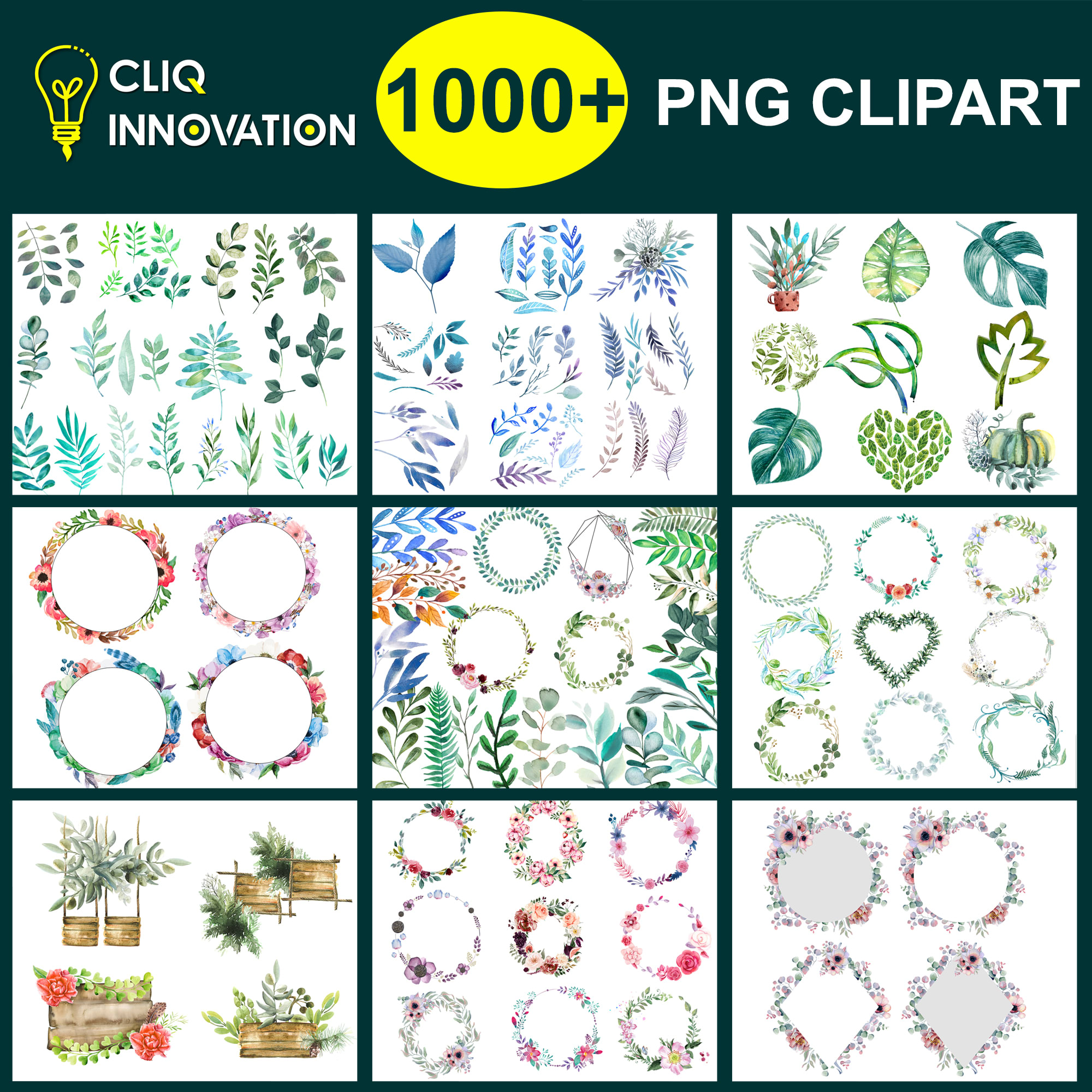 Download Watercolor Greenery Flower Png Bundle By Cliqgraphica Fiverr