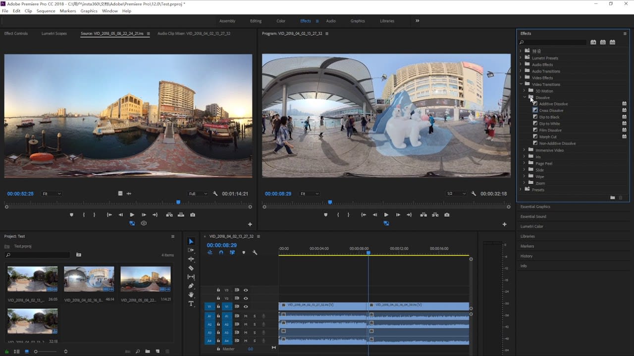 stitch and edit gopro and insta 360 vr videos
